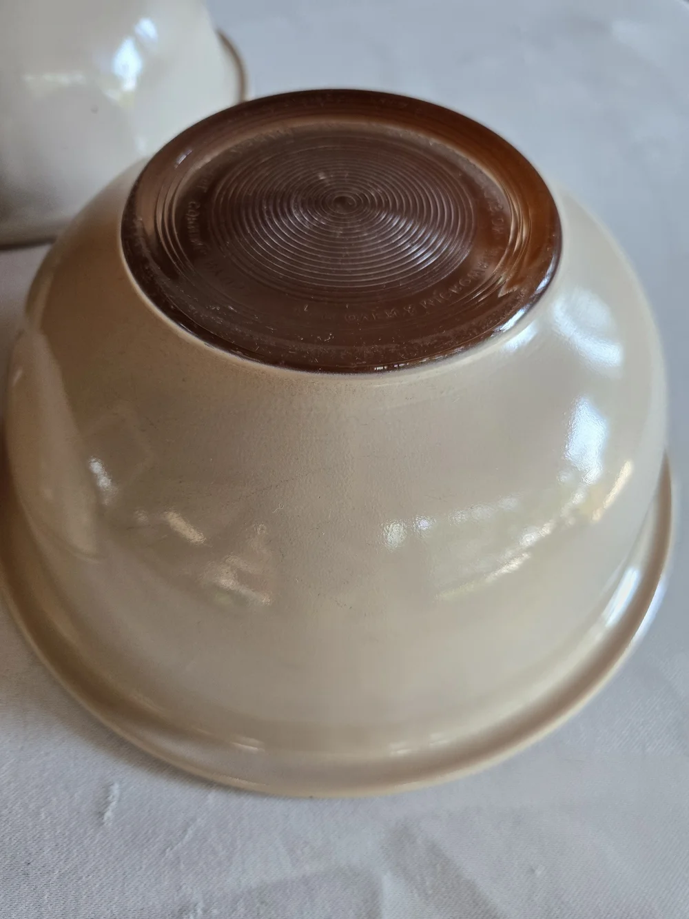 Pyrex #323 Clear Bottom Set of 3 Two-tone Tan & Cream Vintage
